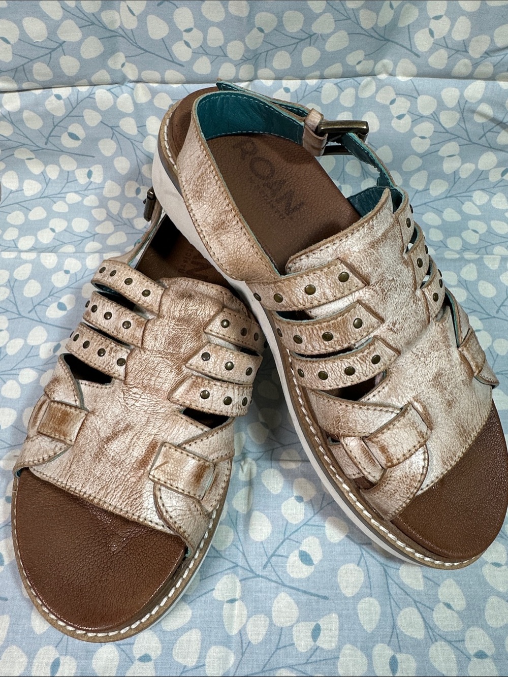 Metallic Taupe Comfort Sandal with Studded Straps